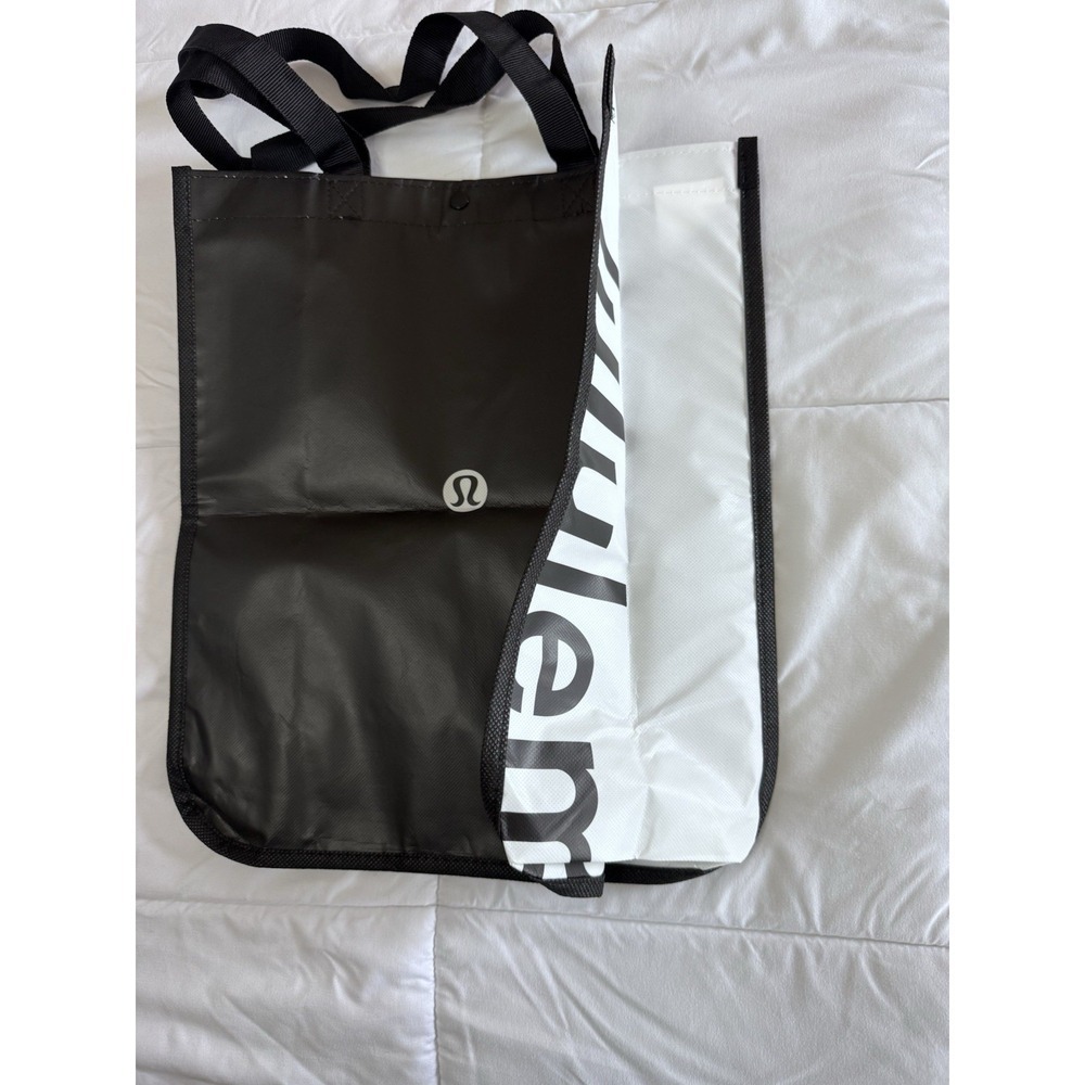 Lululemon Reusable Shopping Tote Bag Large Black & White Tote New - Picture 2 of 5